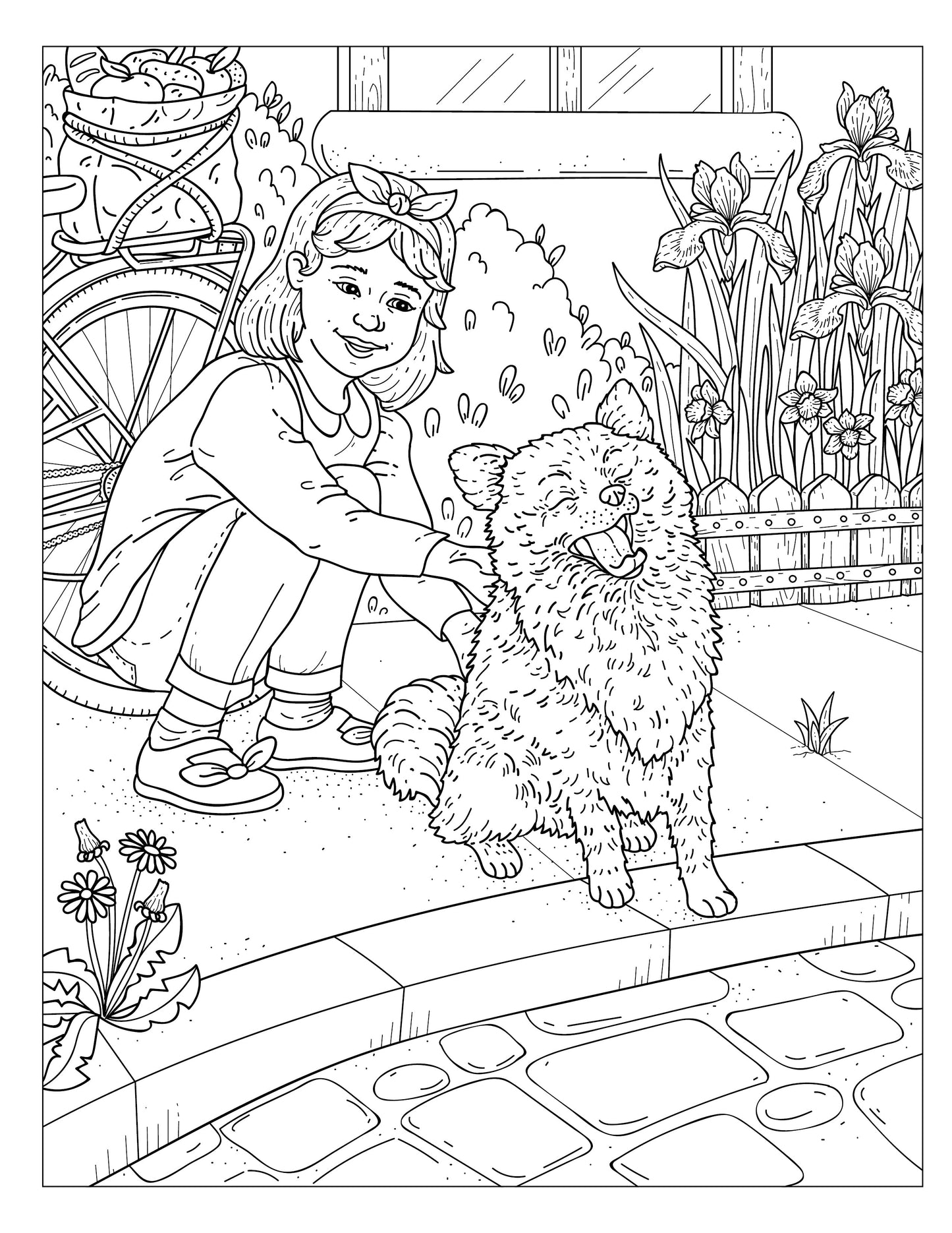 Single Coloring Book Page - Winston & Whiskers, Adventure One - Time to Go Home