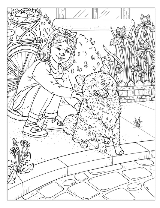 Single Coloring Book Page - Winston & Whiskers, Adventure One - Time to Go Home