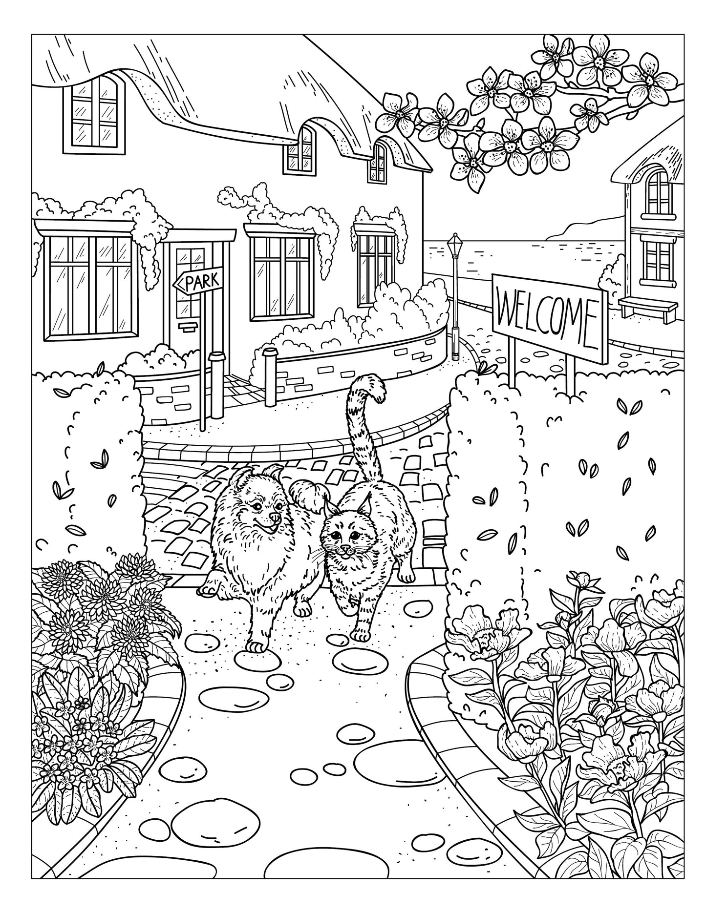 Single Coloring Book Page - Winston & Whiskers, Adventure One - At the Park