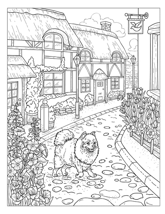 Single Coloring Book Page - Winston & Whiskers, Adventure One - Off to Town